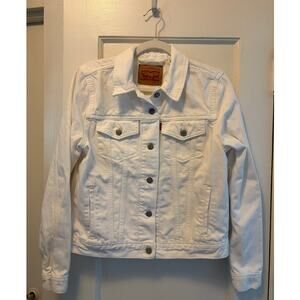 Women's VTG Levi's Denim Trucker Jacket White LARGE